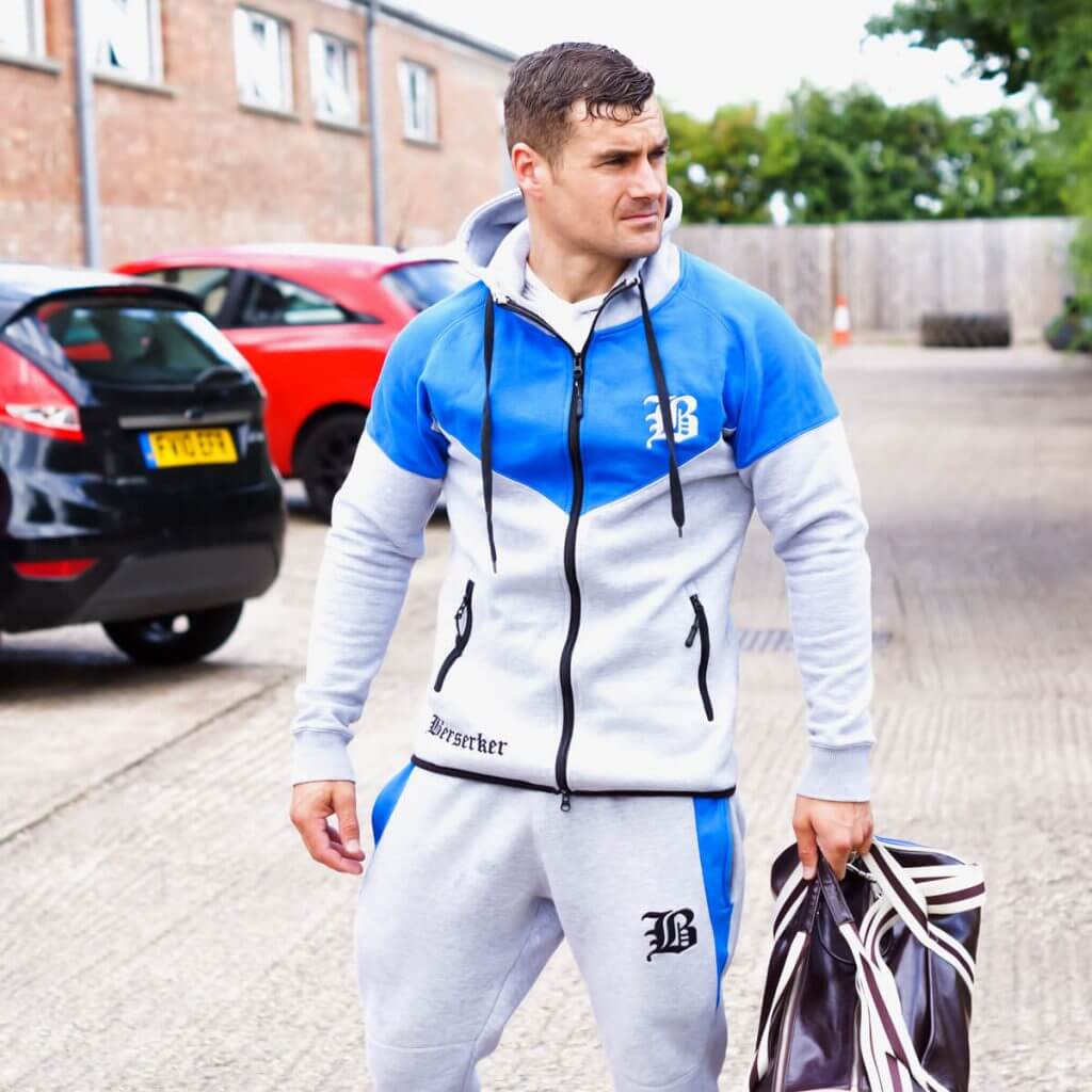Technical Tracksuit Full Set Light Grey and Blue