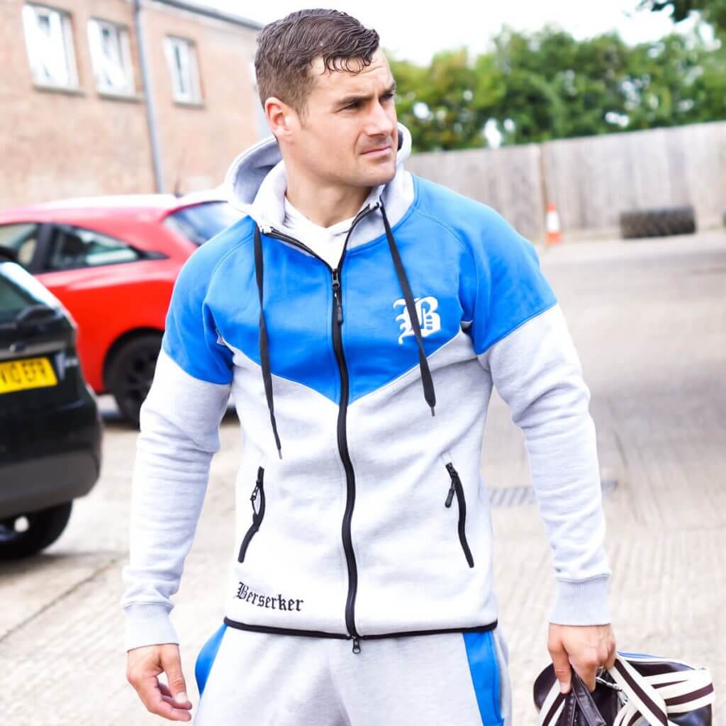 Light grey and blue technical tracksuit jacket top Berserker Apparel